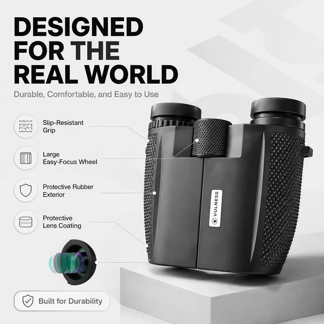 Alt view image 6 of 7 - 10x25 Binoculars for Adults, Compact for Bird Watching & Cruises Folding pocket optics with BAK4 prism and FMC lenses; useful for Alaska trips, Norwegian cruises, hiking, camping & events