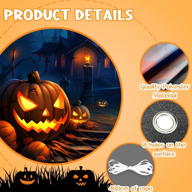 Alt view image 3 of 6 - Halloween Decorations Garage Door Cover, Large Hanging Backdrop Door Cover Halloween Garage Wall Decorations for Outdoor Home Yard Garage Door Decorations Party Photo Backgrounds (6X13Ft)