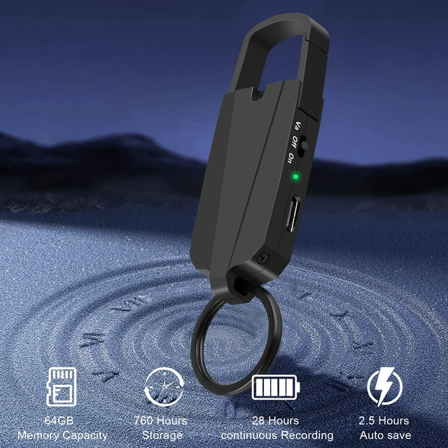Alt view image 7 of 7 - 128GB Voice Recorder - Voice Activated Keychain 1520H USB-C & Playback, Noise Reduction, 28H Battery, One-Click, 1-year after-sales service