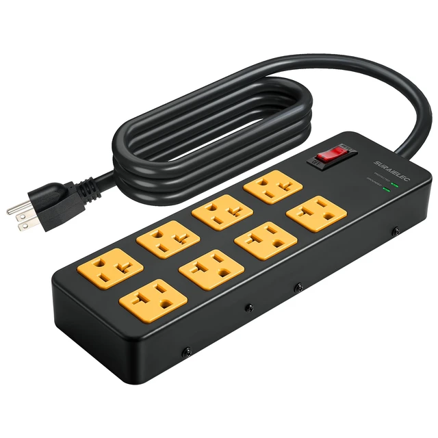 Main image of 12 Gauge Heavy Duty Surge Protector Power Strip, 6FT, 8 Outlets Fits 5-15R & 5-20R, Extension Cord with Multiple Outlets, Industrial Metal Power Strip for Workshop, Garage, Kitchen, 1960J