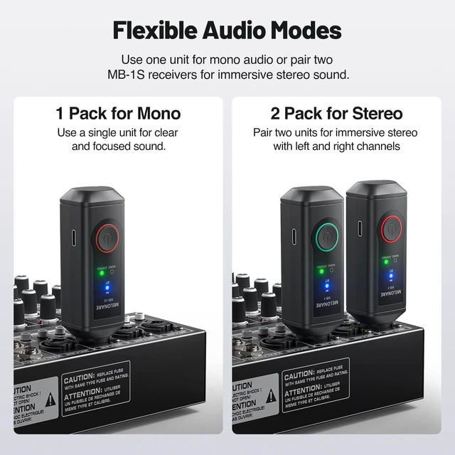 Alt view image 5 of 7 - Wireless XLR Bluetooth Receiver 15H BT 5.3 MB-1S High-fidelity audio, 150 ft range, 1-pack mono Bluetooth adapter for speakers, PA systems, mixers and DJ equipment