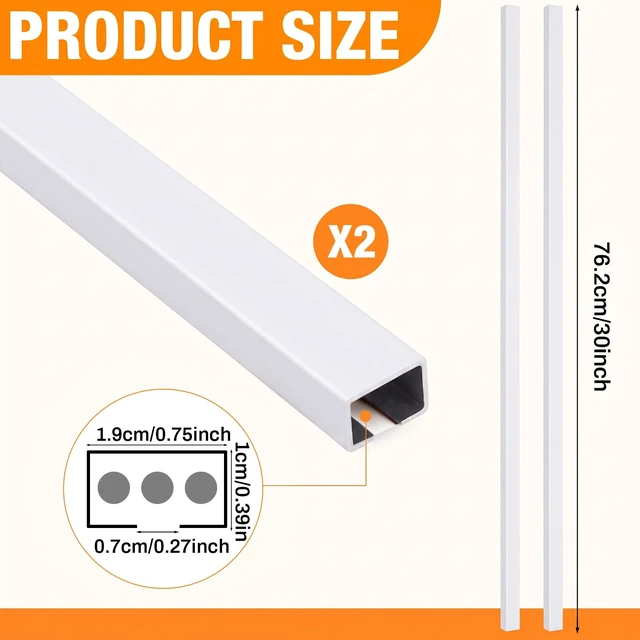 Alt view image 2 of 7 - 2 Pack 30" Long Metal Cord Cover Self-Adhesive Brushed Lamp Cable Raceway Wire Hider for Wall Cable Home Office Kitchen (White)