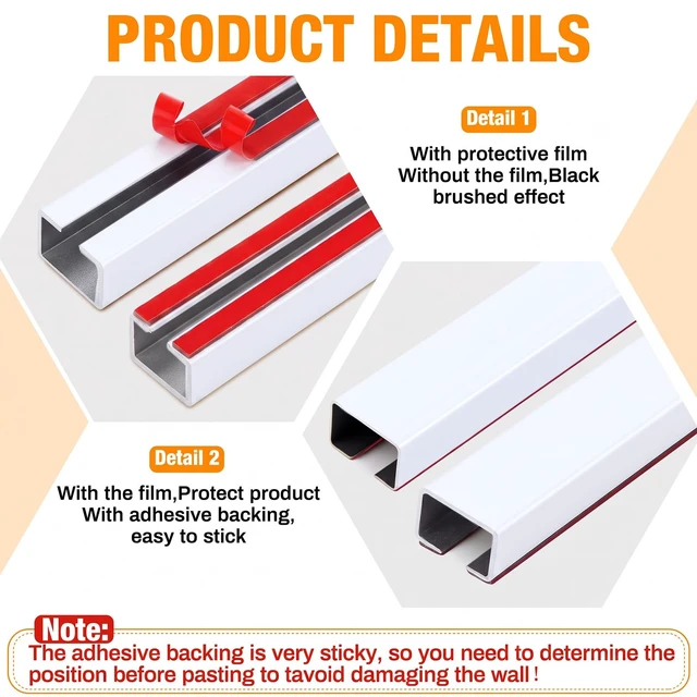 Alt view image 3 of 7 - 2 Pack 30" Long Metal Cord Cover Self-Adhesive Brushed Lamp Cable Raceway Wire Hider for Wall Cable Home Office Kitchen (White)