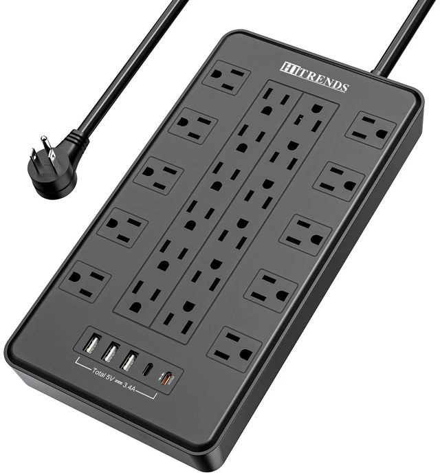 Main image of Power Strip with USB C, Surge Protector Power Strip with 22 Outlet & 3 USB A Ports & 2 USB C Port, 1875W/15A Multiplug with Flat Plug, 6 Ft Extension Cord for Home Office