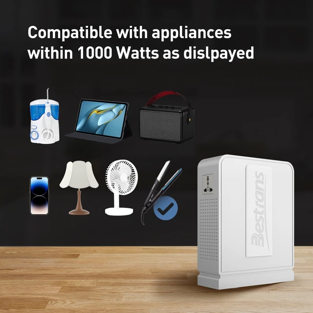 Alt view image 6 of 7 - 1000W Step Up Transformer, 110V to 220V Converter, Pearl White Toroidal Core, Appliances for Use in Asia&Europe, 110V-120V to 220V-240V with Dual Outlets, Overload Protection, Heavy Duty
