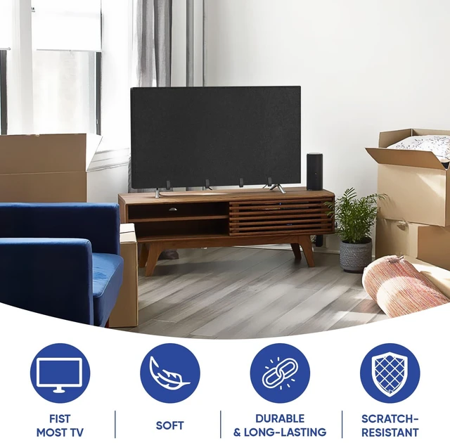 Alt view image 6 of 7 - TV Cover for Moving & Packing 70"-75" Felt Flat Screens TV Wrap Protector Anti-Scratch TV Dust Cover for TV Packing Boxes Protection TV Moving Home Renovation Pet Scratch or Other Furniture, Straps