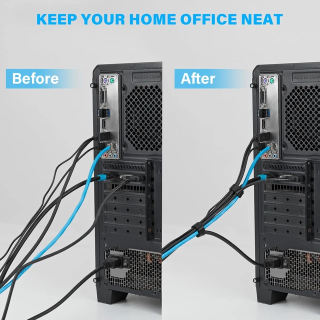 Alt view image 2 of 7 - 12 Inch Black Cable Ties 50 PCS Reusable Fastening Cable Straps Adjustable Hook & Loop Organizer Straps Cords Management for Home, Office and Data Centers