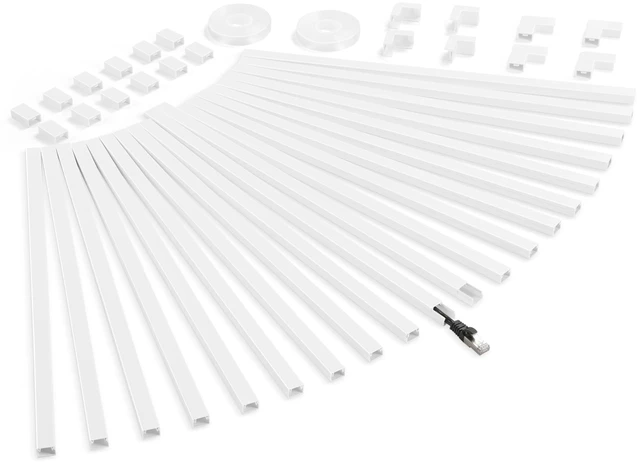 Main image of 340in Cord Covers for Wires on Wall, One-Cord Wire Covers for Cords, Small White Cord Hider Wall, Cable Raceway Wire Hider for Cords, Paintable Cable Concealer - 20x L17 W0.59in H0.4in