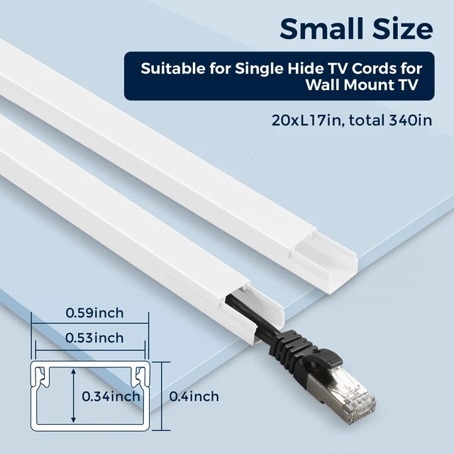 Alt view image 2 of 6 - 340in Cord Covers for Wires on Wall, One-Cord Wire Covers for Cords, Small White Cord Hider Wall, Cable Raceway Wire Hider for Cords, Paintable Cable Concealer - 20x L17 W0.59in H0.4in