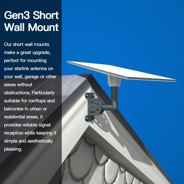 Alt view image 2 of 7 - Starlink Standard 4/4X Short Wall Mount Kit, Compatible with Gen3 Standard Dish, Outdoor Roof Mount,Includes Starlink Adapter