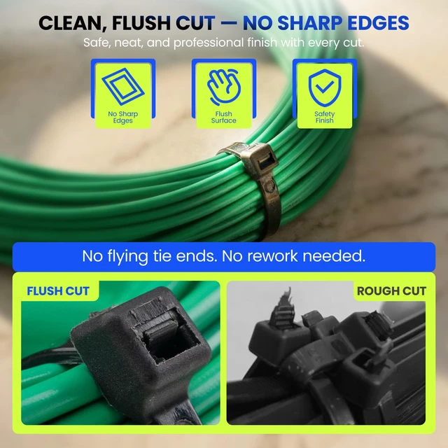 Alt view image 4 of 7 - Low-Impact Cable Tie Gun for Plastic & Nylon Zip Tie, Replace Panduit GTS-E, Ergonomic Zip Tie Gun with Adjustable Tension, 16-Position Knob, Flush Cut, Low Handle Force, Fits 8-50 lb Cable Ties