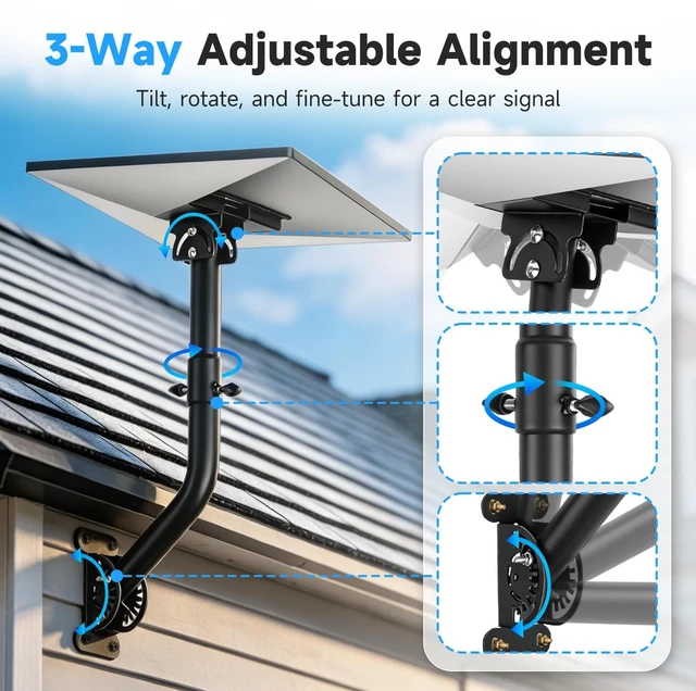Alt view image 2 of 6 - Starlink Mount for Standard 4/4X/3, 360° Adjustable Starlink 4/4X/V3 Mount Stainless Steel