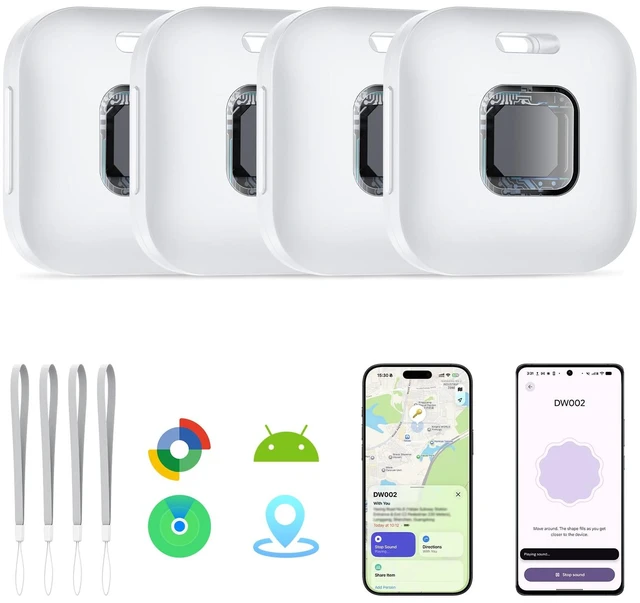 Main image of Air Tracker Tags-4 Pack for iOS & Android, Smart Tag for Key, Bag, Pet Dual System Luggage Tracker Compatible with Apple Find My & Google Find Hub App, Bluetooth Key Finder Replaceable Battery