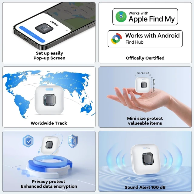 Alt view image 4 of 7 - Air Tracker Tags-4 Pack for iOS & Android, Smart Tag for Key, Bag, Pet Dual System Luggage Tracker Compatible with Apple Find My & Google Find Hub App, Bluetooth Key Finder Replaceable Battery