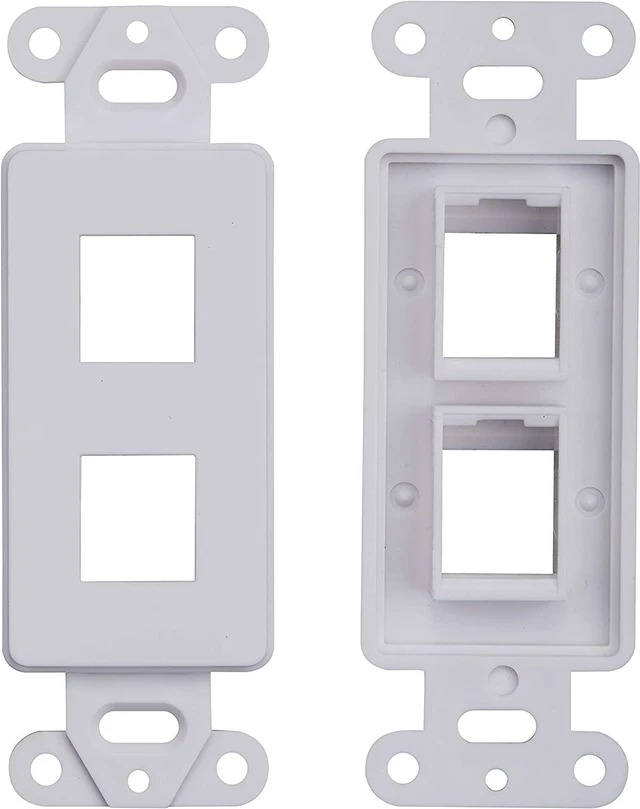 Alt view image 4 of 5 - 10 Pack Keystone Wall Plate 2 Port, White Decorator Insert Cover for Ethernet, HDMI, Coax, Cat6 Cat5, RJ45, Home & Office Installations