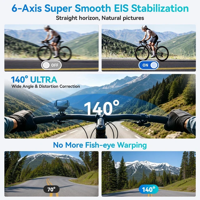 Alt view image 3 of 7 - 4K Mini Action Camera,Tiny Magnetic Action Camera with 64GB 6Axis EIS,3D Noise Reduction,5G WiFi,1.3" Screen,Hands-Free Wearable POV Recording for Vlogging,Bike Cycling,Pet