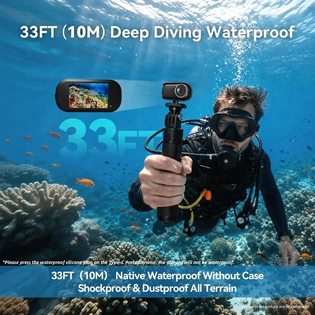 Alt view image 5 of 7 - 4K Mini Action Camera,Tiny Magnetic Action Camera with 64GB 6Axis EIS,3D Noise Reduction,5G WiFi,1.3" Screen,Hands-Free Wearable POV Recording for Vlogging,Bike Cycling,Pet