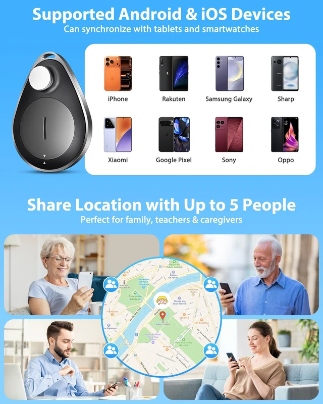 Alt view image 6 of 7 - GPS Tracker for Kids 4-Pack, Anti-Removal Pin, No Monthly Fee Compatible with Apple & Android,Magnetic Unlocker Included,Hidden Tracker for Backpacks,Luggage,Kids, Elderly,Pets