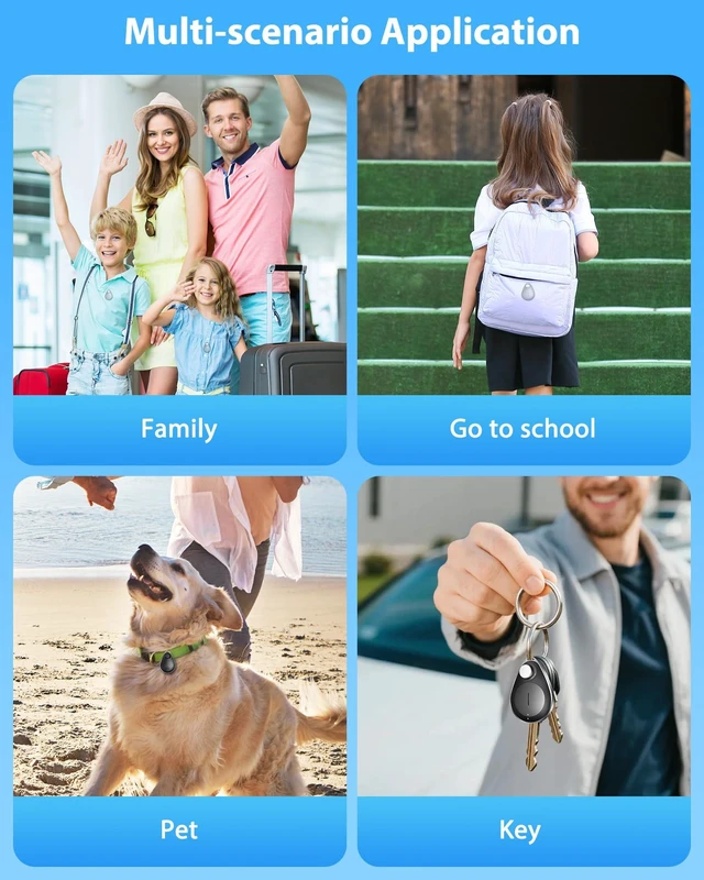 Alt view image 7 of 7 - GPS Tracker for Kids 4-Pack, Anti-Removal Pin, No Monthly Fee Compatible with Apple & Android,Magnetic Unlocker Included,Hidden Tracker for Backpacks,Luggage,Kids, Elderly,Pets