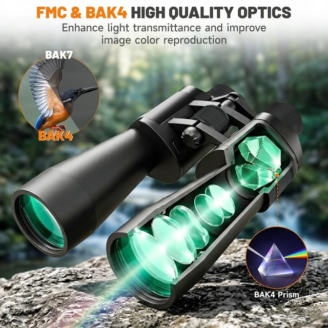Alt view image 3 of 7 - 15x70 Astronomy Binoculars for Adults, High Powered Stargazing Binoculars Long Range Binoculars for Hunting, BAK4 Prism FMC Lens, Low Night Vision,Tripod Adapter, Waterproof, Christmas Birthday Gifts
