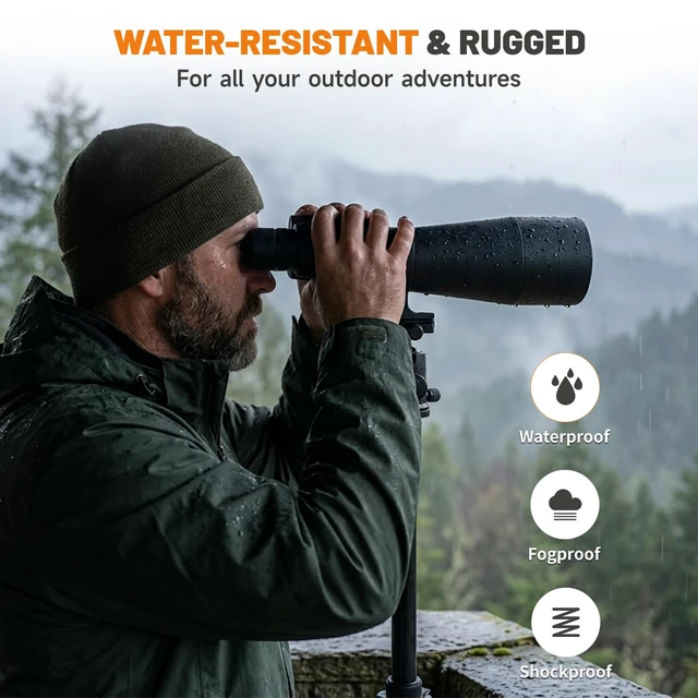 Alt view image 6 of 7 - 15x70 Astronomy Binoculars for Adults, High Powered Stargazing Binoculars Long Range Binoculars for Hunting, BAK4 Prism FMC Lens, Low Night Vision,Tripod Adapter, Waterproof, Christmas Birthday Gifts