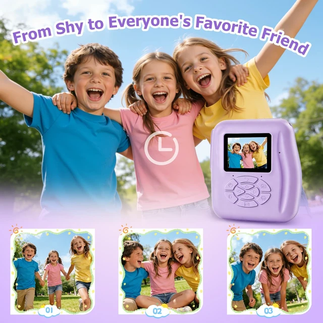 Alt view image 4 of 7 - Kids Camera Instant Print - 2.4" Eye-Care Digital Video Camera for Toddlers & Kids Ages 3-12, with 3 Rolls Paper & 32GB SD Card, 1080P, 18 Frames, Birthday Christmas Valentines Gifts for Girls