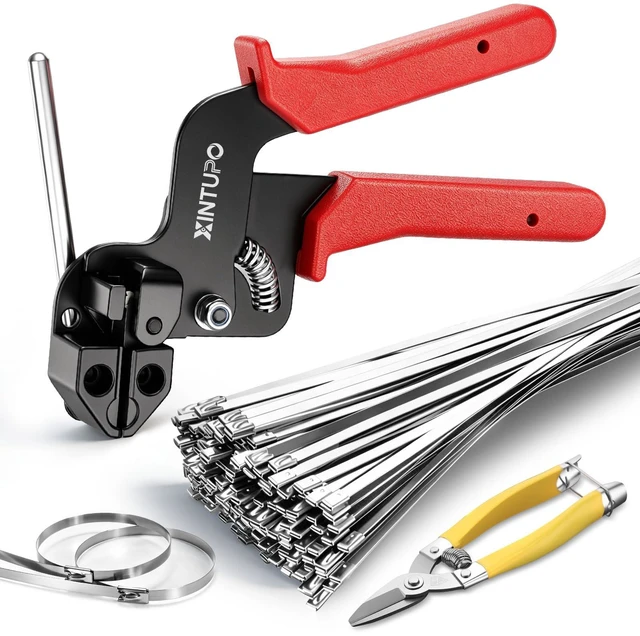 Main image of 102-Piece Cable Tie Gun Kit, with Heavy-Duty 304 Stainless Steel Zip Ties Includes Cable Tie Gun + 100 Pcs 11.8 Inch Metal Zip Ties & Industrial Shears;For Fence, Farm, Chicken Coop,Exhaust Pipe