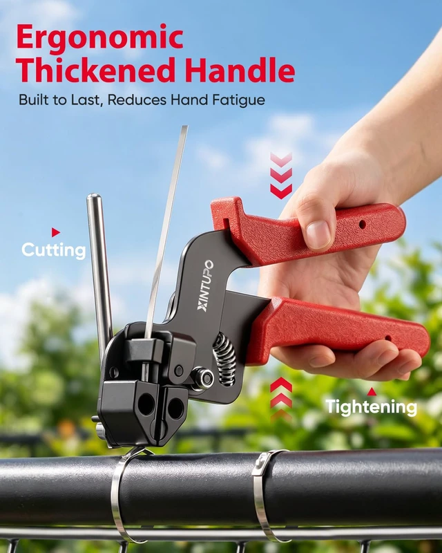 Alt view image 5 of 7 - 102-Piece Cable Tie Gun Kit, with Heavy-Duty 304 Stainless Steel Zip Ties Includes Cable Tie Gun + 100 Pcs 11.8 Inch Metal Zip Ties & Industrial Shears;For Fence, Farm, Chicken Coop,Exhaust Pipe