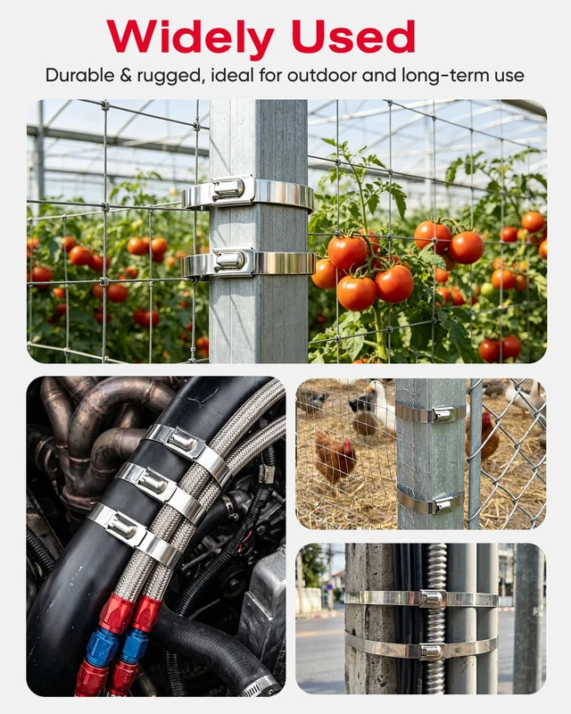 Alt view image 7 of 7 - 102-Piece Cable Tie Gun Kit, with Heavy-Duty 304 Stainless Steel Zip Ties Includes Cable Tie Gun + 100 Pcs 11.8 Inch Metal Zip Ties & Industrial Shears;For Fence, Farm, Chicken Coop,Exhaust Pipe