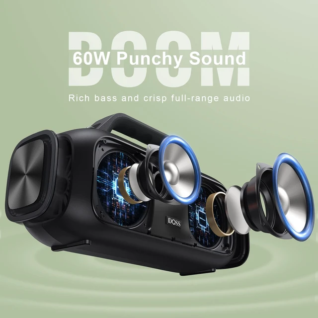 Alt view image 2 of 7 - Extreme Boom Portable Bluetooth Speaker with 60W Mighty Sound-Black 60W Deep Bass, 30H Playtime,10400mAh Power Bank, IPX6 Waterproof, TWS, BT 5.3, For Camping, Beach, Pool, Grage, Parties