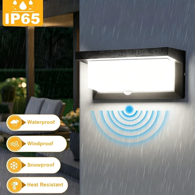 Alt view image 4 of 7 - Hardwired 18W LED Motion Sensor Outdoor Lights IP65 Aluminum 110V 6000K Outdoor Motion Sensor Light Indoor Motion Lights for Outside Dusk to Dawn Outside Lighting Fixtures LED Porch Light