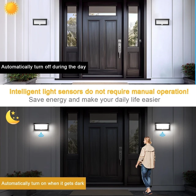 Alt view image 3 of 7 - Hardwired 18W LED Motion Sensor Outdoor Lights IP65 Aluminum 110V 6000K Outdoor Motion Sensor Light Indoor Motion Lights for Outside Dusk to Dawn Outside Lighting Fixtures LED Porch Light