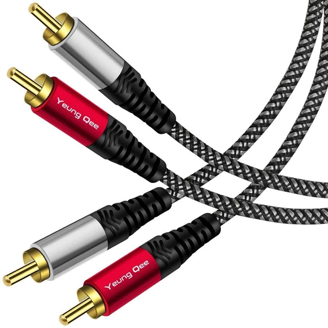 Main image of RCA Cable 50 ft,2 RCA Male to Male Audio Stereo Auxiliary Cables 2 RCA Cable Nylon-Braided Auxiliary Audio Cord for Home Theater, HDTV, Amplifiers, Hi-Fi Systems,Speakers