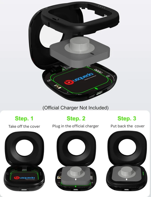 Alt view image 6 of 7 - Wireless Charging Case for Oura Ring 4 Charger, 2000mAh Portable Travel Charging Station Fits All-Sized Ring Gen 4, 30-Day Runtime (Official Charger NOT Included),Black