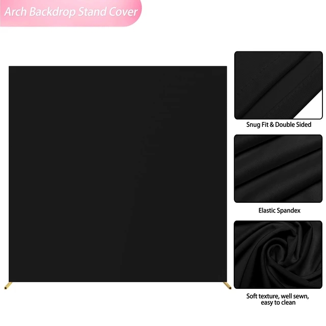 Alt view image 5 of 5 - Square Backdrop Cover Black Square Wedding Arch Cover, 6.6x6.6FT Spandex Square Arch Cover Balloon Arch Covers Stretchy Backdrop for Birthday Party Wedding Ceremony Baby Shower Decor