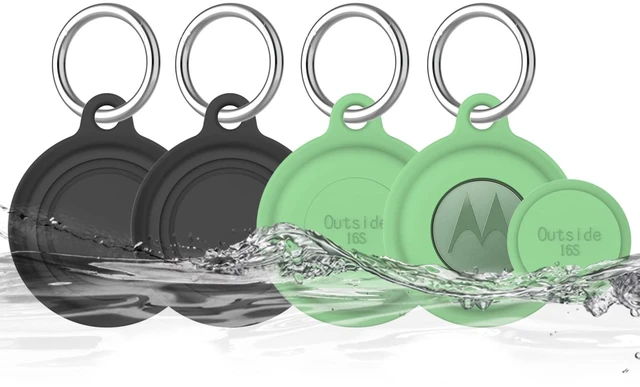 Main image of 4 Pack for Moto Tag 2 Holder Waterproof Soft Silicone Case Cover Compatible with Motorola MotoTag Tracker 2024/2026 Fits Finder Keys/Kids/Luggage/Bags/Pet