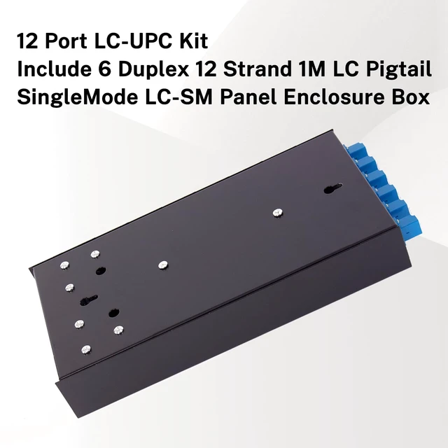 Alt view image 6 of 7 - Single Mode Fiber Enclosure Kit - 12 Fiber Port OS1 Box, LC SM 12 Strand LC-UPC Pigtail Cable, LGX Loaded Panel - Wall Mount for Enterprise, Home, Data Center Networks