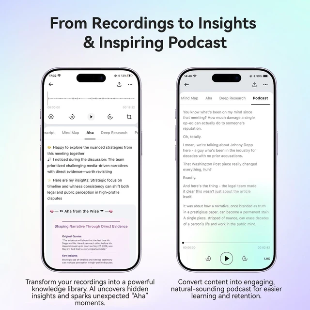Alt view image 4 of 7 - TicNote AI Voice Recorder, AI Transcription & Summary (Black) With Case, APP Control, 120+ Languages, Dual-Mode Recording, Voiceprint Identification, AI Shadow, 600 Minutes Free/Month