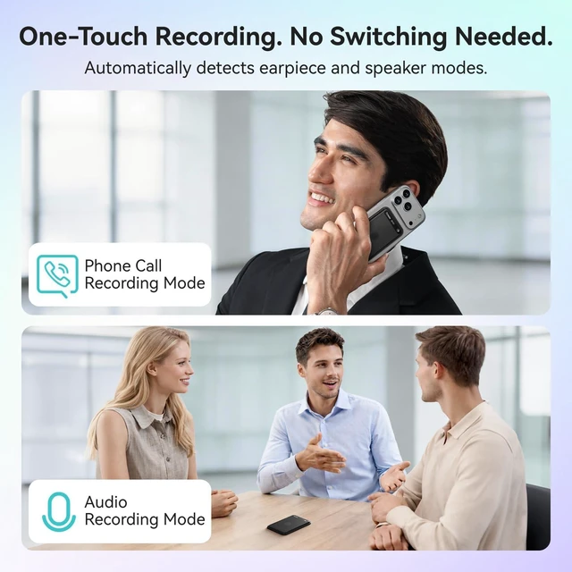 Alt view image 6 of 7 - TicNote AI Voice Recorder, AI Transcription & Summary (Black) With Case, APP Control, 120+ Languages, Dual-Mode Recording, Voiceprint Identification, AI Shadow, 600 Minutes Free/Month