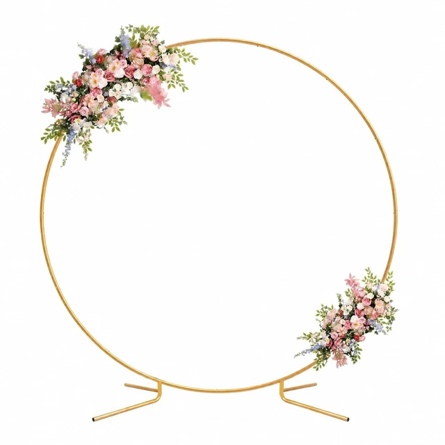 Main image of Round Backdrop Stand, 6.2ft (1.9m) Gold Circle Round Wedding Arch Stand Plant Support