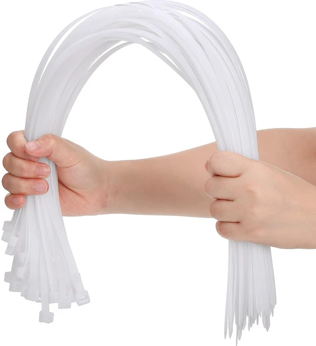 Main image of 100 Pcs 24 Inch White Zip Ties Heavy Duty Cable Ties for Indoor Outdoor Binding Fences, Awnings Tying, Branches Bundling of Crops