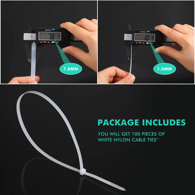 Alt view image 2 of 7 - 100 Pcs 24 Inch White Zip Ties Heavy Duty Cable Ties for Indoor Outdoor Binding Fences, Awnings Tying, Branches Bundling of Crops