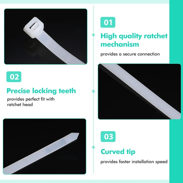 Alt view image 5 of 7 - 100 Pcs 24 Inch White Zip Ties Heavy Duty Cable Ties for Indoor Outdoor Binding Fences, Awnings Tying, Branches Bundling of Crops