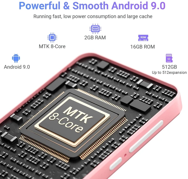 Alt view image 7 of 7 - 16GB MP3 Player with Bluetooth and WiFi, 4.0" IPS MP3 Player with Spotify Touch Screen Music Player with Speaker, Audible, Music, MP4 Android Music Player Up to 512GB (Pink)