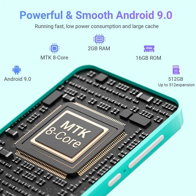 Alt view image 7 of 7 - 16GB MP3 Player with Bluetooth and WiFi, 4.0" IPS MP3 Player with Spotify Touch Screen Music Player with Speaker, Audible, Music, MP4 Android Music Player Up to 512GB (Turquoise)