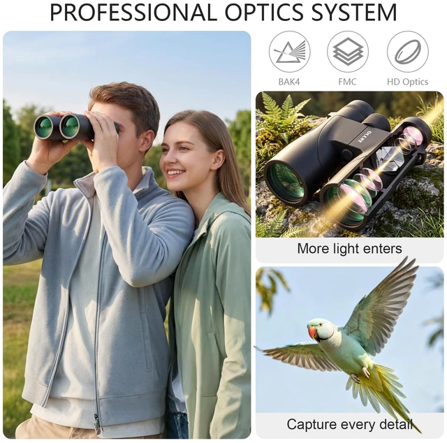 Alt view image 2 of 7 - 12x50 Binoculars for Adults Cruise Ship Travel Outdoor High Powerd Gift Large 50mm Objective Lens, Easy Focus, Low Light Vision, Clear Image for Bird Watching Hunting Concert Stargazing