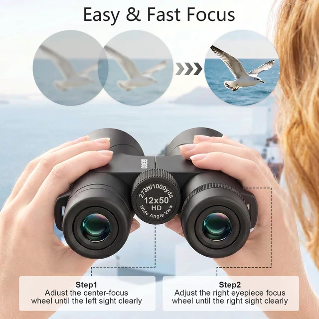 Alt view image 5 of 7 - 12x50 Binoculars for Adults Cruise Ship Travel Outdoor High Powerd Gift Large 50mm Objective Lens, Easy Focus, Low Light Vision, Clear Image for Bird Watching Hunting Concert Stargazing