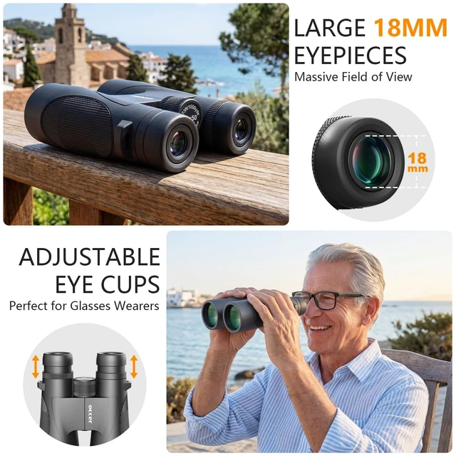 Alt view image 6 of 7 - 12x50 Binoculars for Adults Cruise Ship Travel Outdoor High Powerd Gift Large 50mm Objective Lens, Easy Focus, Low Light Vision, Clear Image for Bird Watching Hunting Concert Stargazing