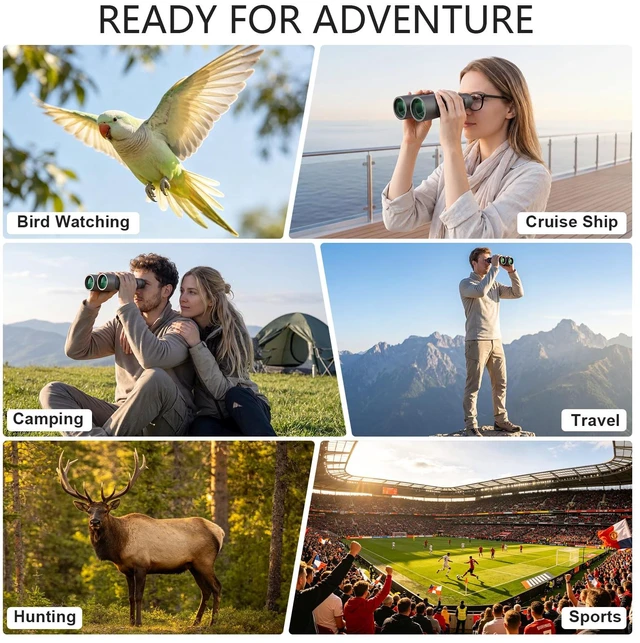 Alt view image 7 of 7 - 12x50 Binoculars for Adults Cruise Ship Travel Outdoor High Powerd Gift Large 50mm Objective Lens, Easy Focus, Low Light Vision, Clear Image for Bird Watching Hunting Concert Stargazing