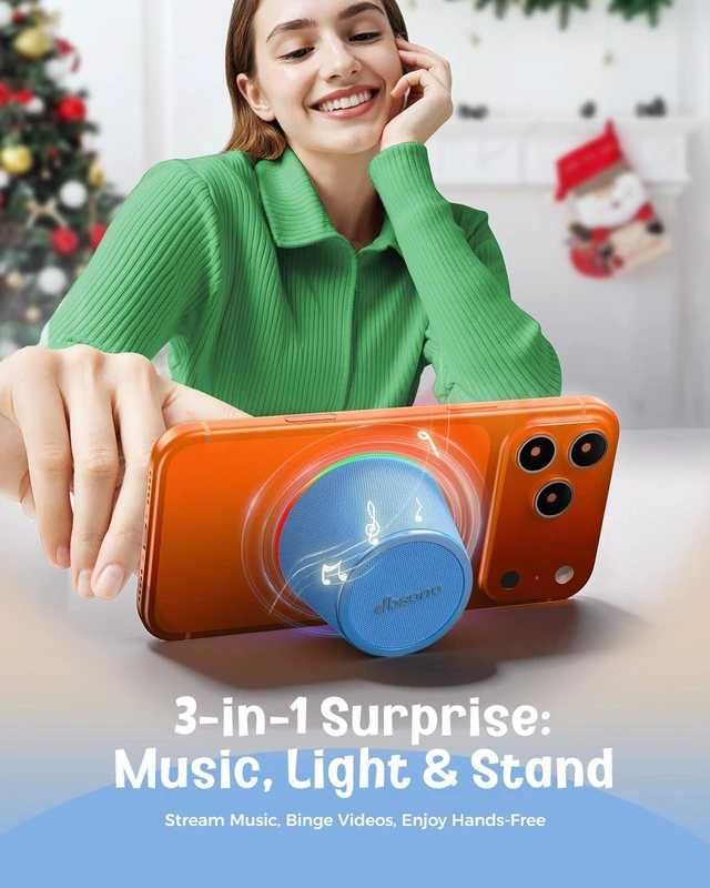 Alt view image 2 of 7 - Small Portable Bluetooth Speaker Birthday Gifts Magnetic Phone Stand Magnetic Wireless Bluetooth Speaker,TWS Pairing,9 RGB Modes,IPX5 Waterproof,Travel Essentials Cool Gadgets for Men Teen Boys